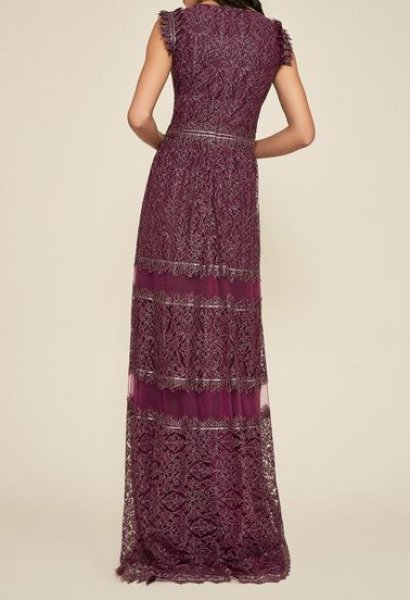 画像2: 【遼河はるひさん着用】Tadashi Shoji タダシショージ Festus Sleeveless Lace Gown パープル系 (2)