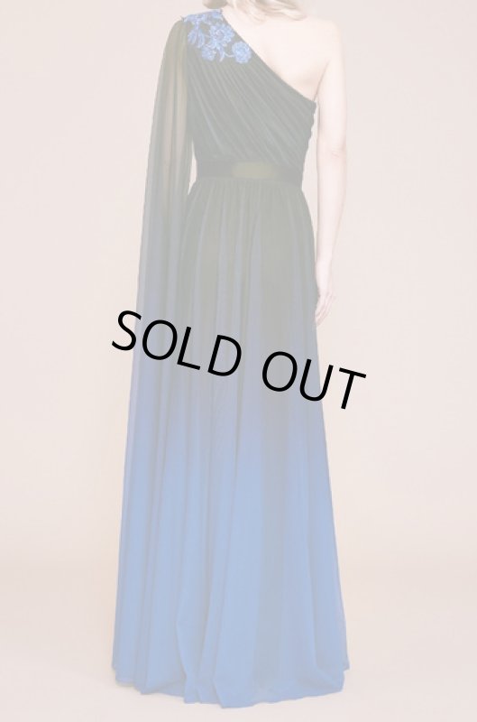 画像3: 限定セール！【橋本マナミさん、朝比奈彩さん着用】Tadashi Shoji タダシショージ  Boracay　ワンショルダーメッシュドレス　ブルー、ネイビー系 (3)