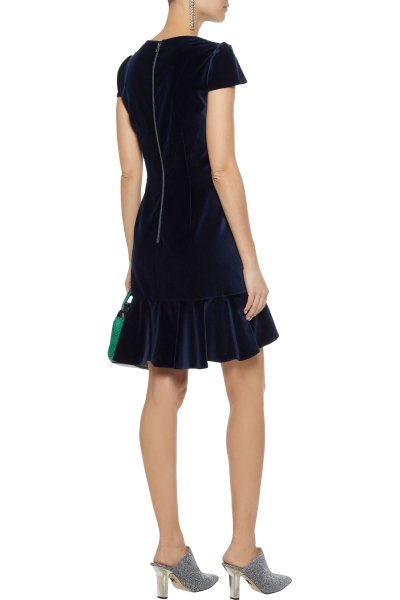 画像2: Alice + Olivia アリスアンドオリビア ベルベットラッフルドレス (2)
