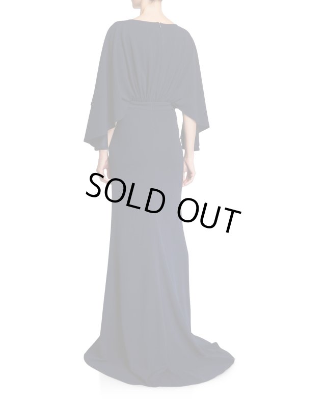 画像2: Tadashi Shoji タダシショージ  　3/4-Sleeve Crepe Gown ネイビー (2)