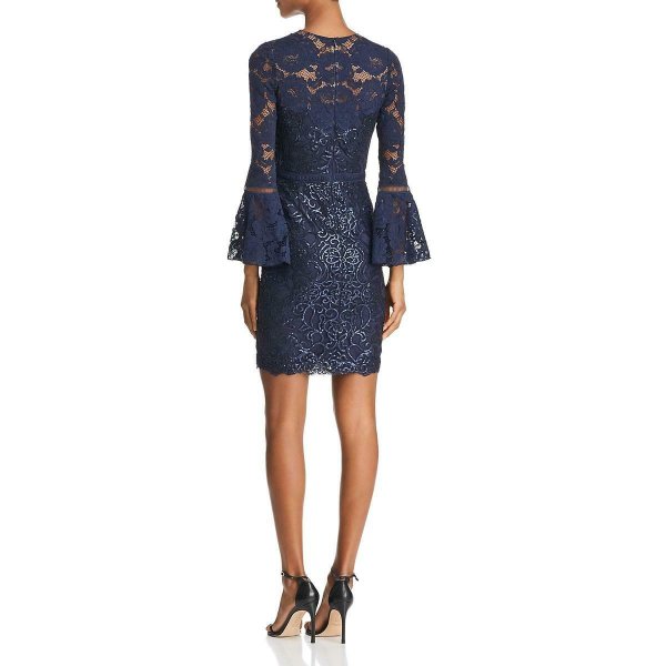 画像2: Tadashi Shoji タダシショージ   Sequined Embroidered Cocktail Dress ネイビー系 (2)