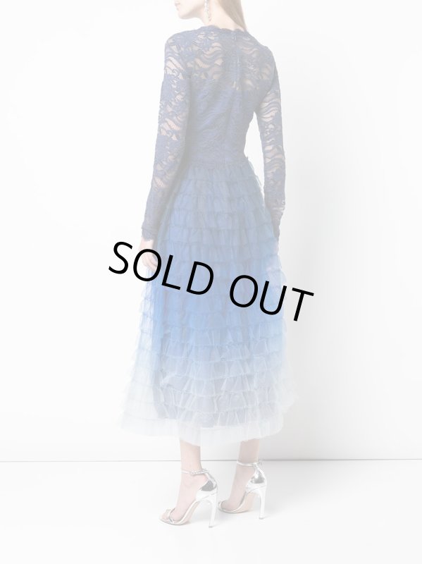 画像2: セール！【吉岡里帆さんご着用】Tadashi Shoji タダシショージ   Twyla Ruffled Tulle Tea-Length Dress　ブルー、ネイビー系 (2)