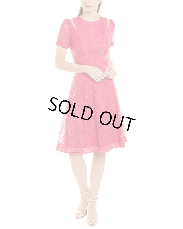 画像1: Tadashi Shoji タダシショージ パーティードレス　Aラインレースドレス  ピンク系 (1)