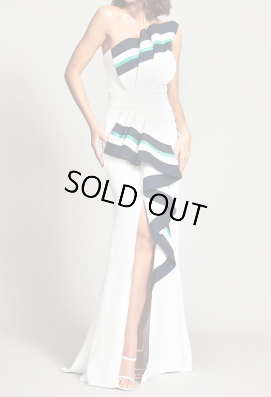 画像1: 期間限定セール！【アンミカさん、藤あや子さん着用】Tadashi Shoji タダシショージ  Lidey Statement Flounce Gown ホワイト (1)