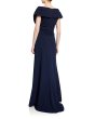 画像2: セール！【アンミカさん着用】Tadashi Shoji タダシショージ  　Short-Sleeve Crepe Gown ネイビー  11106 (2)