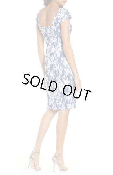 画像2: Tadashi Shoji タダシショージ   Brocade Cocktail Dress ネイビー、ホワイト系 (2)