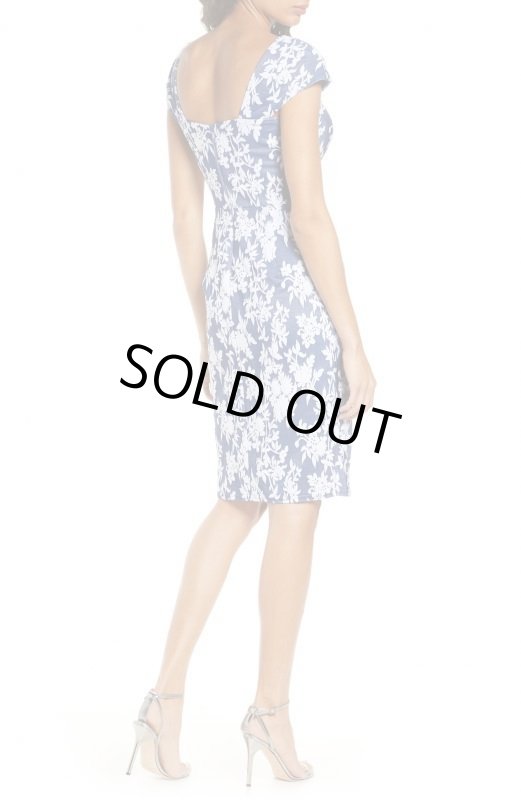 画像2: Tadashi Shoji タダシショージ   Brocade Cocktail Dress ネイビー、ホワイト系 (2)