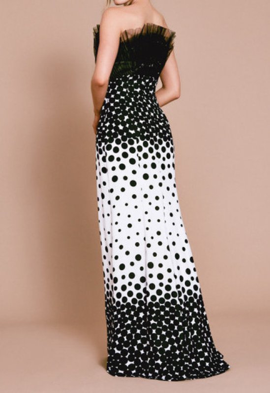 画像2: 再販売、8/21まで特別価格【アンミカさん着用】Tadashi Shoji タダシショージ  Lupita ドット柄 チュール ロングドレス　ブラック、ホワイト (2)