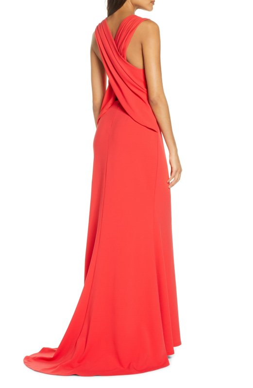 画像2: Tadashi Shoji タダシショージ　カウルネックロングドレス　レッド系 (2)