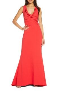 タダシショージ　レッド ラップスタイル パーティードレス TADASHI SHOJI タダシショージ 赤ケープドレス | 結婚式