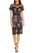 画像1: Tadashi Shoji タダシショージ   Floral Neoprene & Lace Sheath Dress ブラック系 (1)