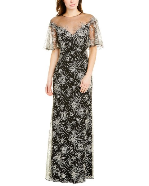 画像1: Tadashi Shoji タダシショージ　Embroidered Gown　ブラック系 (1)