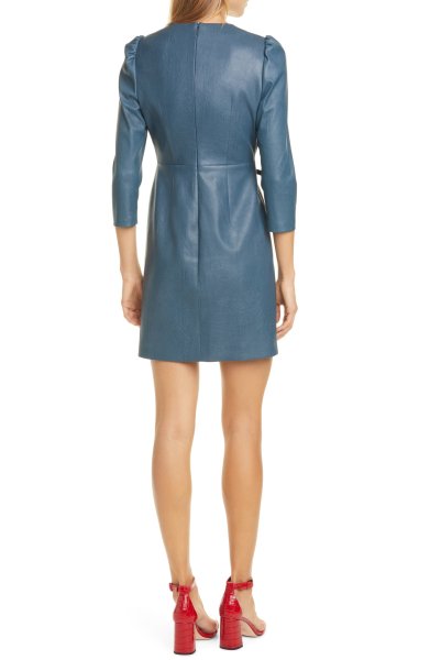 画像2: 【ドラマ使用】Rebecca Taylor レベッカテイラー Vegan フェイクレザードレス ブルー系 (2)