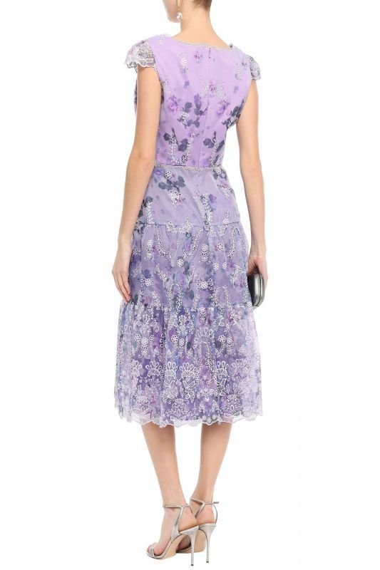 画像2: 限定再販売！ Marchesa Notte マルケッサノッテ　花柄ラベンダードレス  11041 (2)