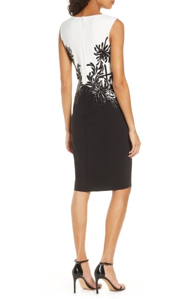 画像2: セール!Tadashi Shoji タダシショージ   Crepe Sheath Dress ブラック  (2)