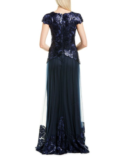 画像2: Tadashi Shoji タダシショージ   スパンコールイブニングドレス ネイビー (2)