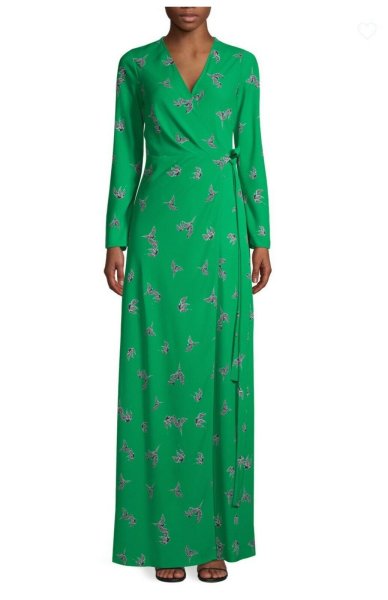 画像1: Diane von Furstenberg　ダイアンフォンファステンバーグ　Bird-Print Maxi Wrap Dress (1)