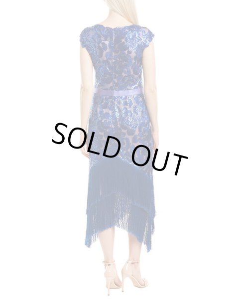 画像2: Tadashi Shoji タダシショージ スパンコールフリンジメッシュドレス ブルー (2)
