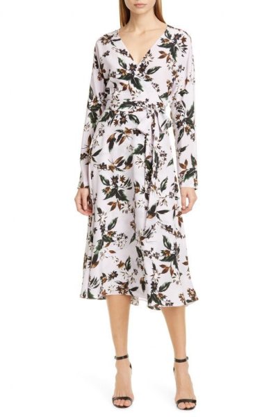 画像1: 【アリソンウィリアムス愛用】Diane von Furstenberg　ダイアンフォンファステンバーグ　Elle Floral Long Sleeve Silk Wrap Dress (1)