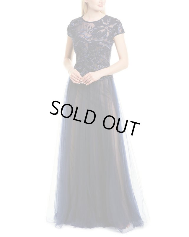 画像1: Tadashi Shoji  タダシショージ  レーストップチュールドレス　ネイビー　 (1)