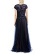 画像2: Tadashi Shoji  タダシショージ  レーストップチュールドレス　ネイビー　 (2)