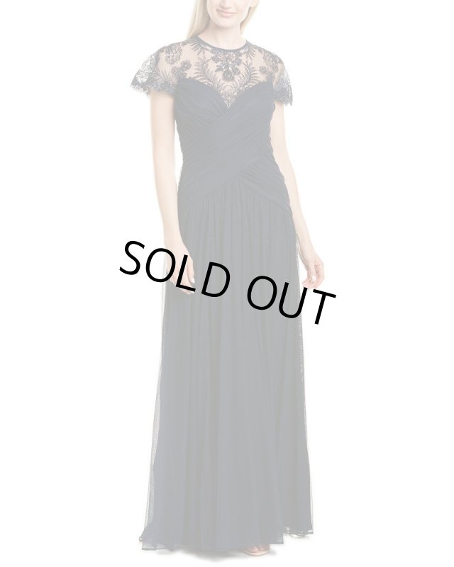 画像1: Tadashi Shoji  タダシショージ  メッシュロングドレス　ネイビー　 (1)