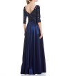 画像2: Tadashi Shoji タダシショージ   Wide V-Neck Gown　ネイビー (2)