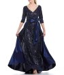 画像3: Tadashi Shoji タダシショージ   Wide V-Neck Gown　ネイビー (3)