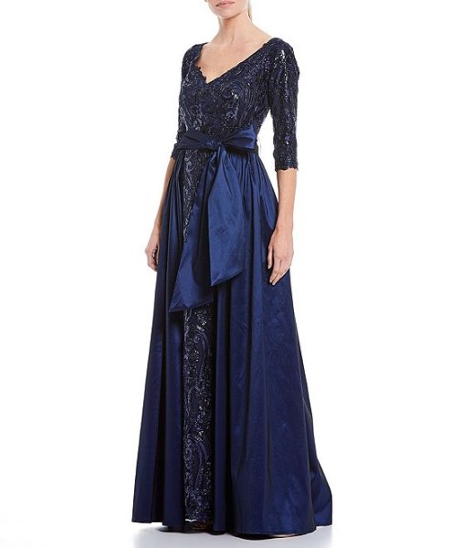 画像1: Tadashi Shoji タダシショージ   Wide V-Neck Gown　ネイビー (1)