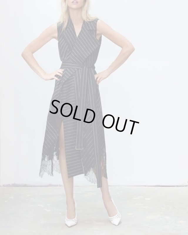 画像3: Jason Wu ジェイソンウー　ベルト付きピンストライプラップドレス (3)