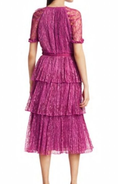 画像2: 即発！ML Monique Lhuillier モニークルイリエ　レースティヤードミディドレス  05021 (2)