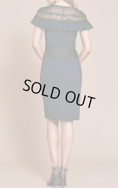 画像2: Tadashi Shoji タダシショージ   Kies Crepe V-Neck Dress ネイビー (2)