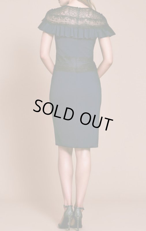 画像2: Tadashi Shoji タダシショージ   Kies Crepe V-Neck Dress　ネイビー (2)