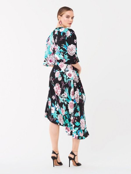 画像2: Diane von Furstenberg ダイアンフォンファステンバーグ Audrina Jacquard Asymmetrical Wrap Dress (2)