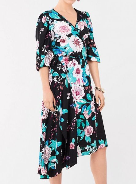 画像1: Diane von Furstenberg　ダイアンフォンファステンバーグ　Audrina Jacquard Asymmetrical Wrap Dress (1)