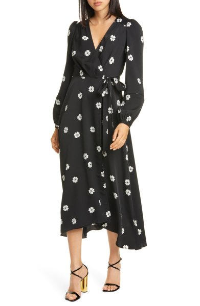 画像1: サイズ追加！セール！【石原さとみさん着用、ドラマ使用】KATE SPADE New York   ケイトスペード　 spade clover toss wrap dress  (1)