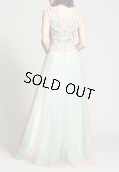 画像3: 期間限定セール!Tadashi Shoji  タダシショージ  花柄刺繍チュールドレス ピンク、グリーン系  (3)