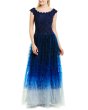 画像1: 期間限定プライスダウン！Tadashi Shoji タダシショージ   Ruffled Tulle  Dress　ブルー、ネイビー系 (1)