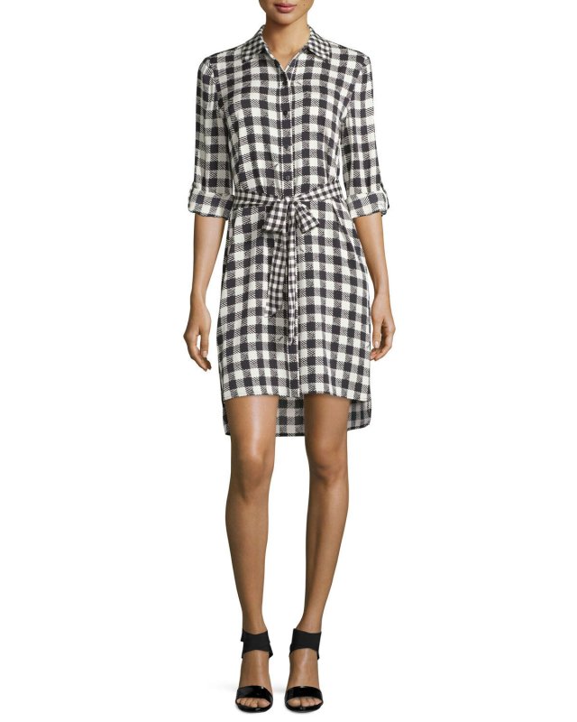 画像1: Diane von Furstenberg　ダイアンフォンファステンバーグ　PRITA ギンガムチェックシャツドレス 30406 (1)