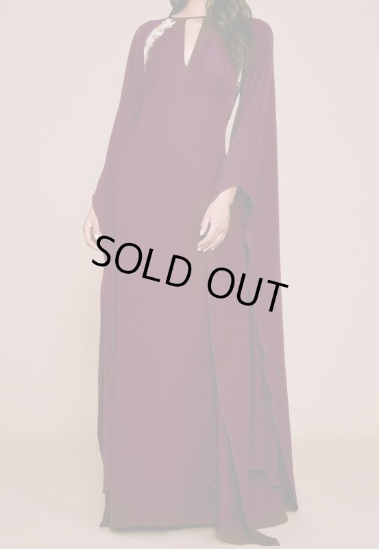 画像2: 期間限定セール！Tadashi Shoji タダシショージ  ケープスリーブドレス　パープル系  07264 (2)