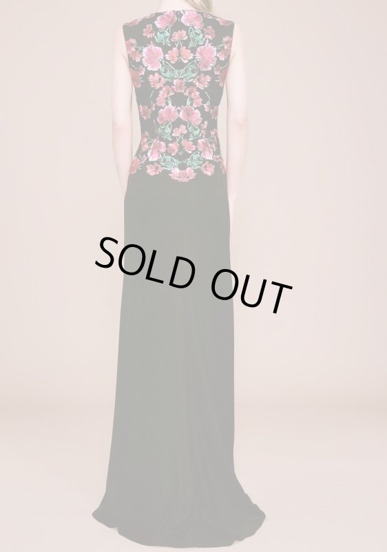 画像2: Tadashi Shoji  タダシショージ SAMAR 花柄刺繍ロングドレス　ブラック、ピンク (2)