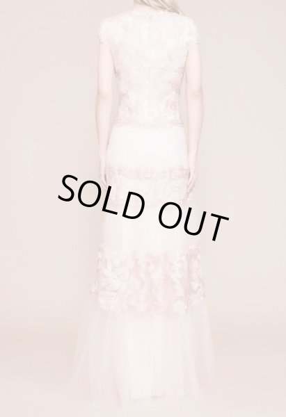 画像2: 期間限定セール!Tadashi Shoji タダシショージ  SALEEM 花柄刺繍チュールドレス ピンク系 (2)