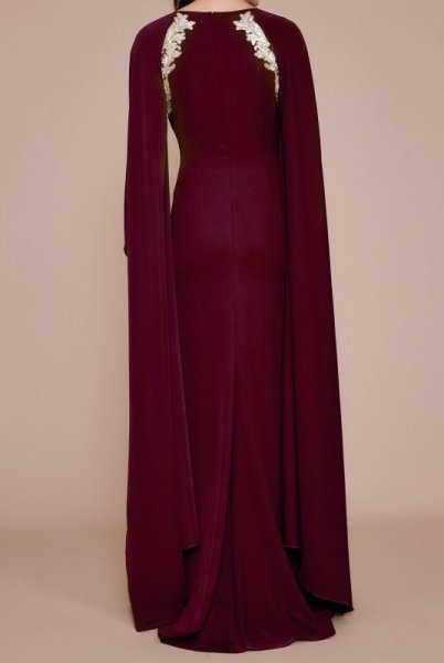 画像3: 期間限定セール!Tadashi Shoji タダシショージ  ケープスリーブドレス パープル系  07264 (3)