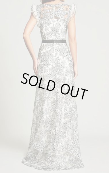 画像2: セール【アンミカさん愛用】Tadashi Shoji  タダシショージ Etsu Floral Illusion Gown　ブラック、アイボリー (2)