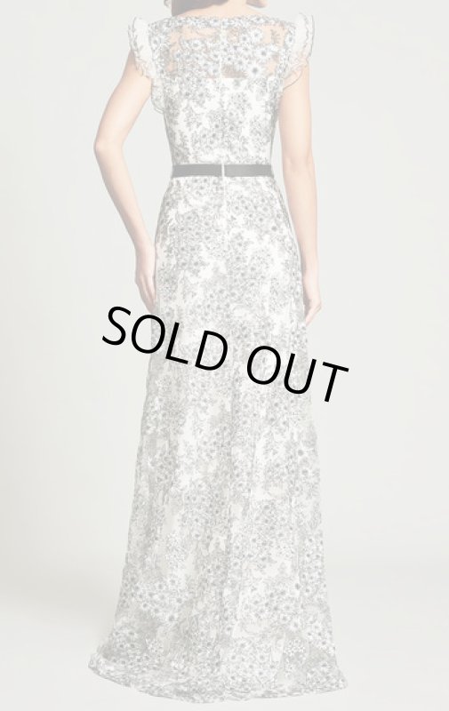 画像2: セール【アンミカさん愛用】Tadashi Shoji  タダシショージ Etsu Floral Illusion Gown　ブラック、アイボリー (2)