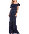 画像1: 半額以下！【アンミカさん着用】Tadashi Shoji タダシショージ  Chiaki Crepe Textured Gown　 ネイビー (1)