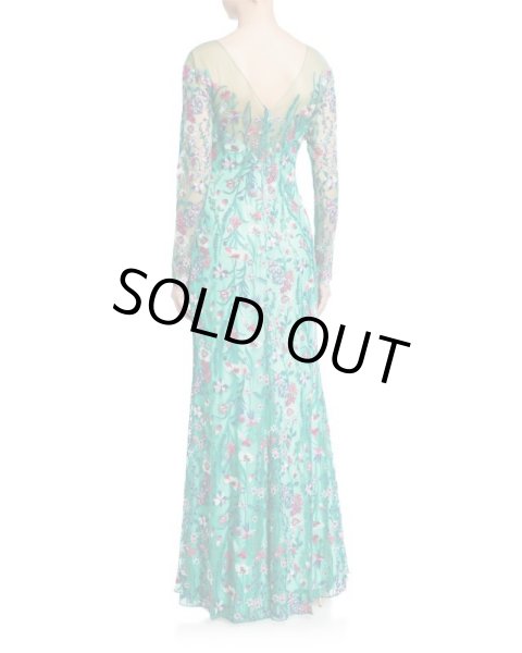 画像3: Tadashi Shoji  タダシショージ  Embroidered Floral Lace Column Gown グリーン系 (3)
