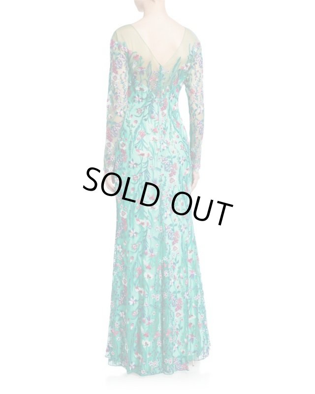 画像3: Tadashi Shoji  タダシショージ  Embroidered Floral Lace Column Gown グリーン系 (3)