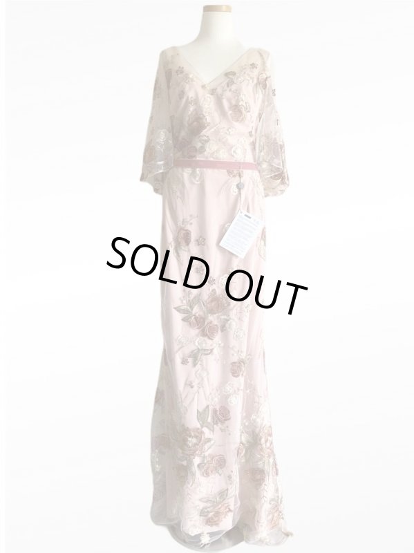 画像3: セール！ Marchesa Notte マルケッサノッテ　メタリック刺繍チュールロングドレス　ピンク系 (3)