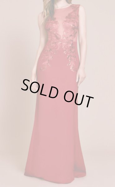 画像3: 期間限定セール!Tadashi Shoji タダシショージ  SHYAM ケープ付きロングドレス レッド (3)